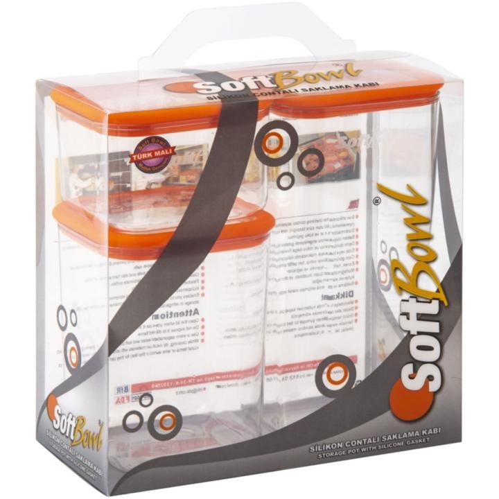 Kırılmaz Silikon Contalı Saklama Kabı 1 Adet 600 ml + 1 Adet 1200 ml + 1 Adet 1800 ml