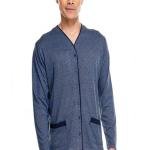 8520 Erkek Uzun Kol Jakarlı Önden Düğmeli Pijama Takımı