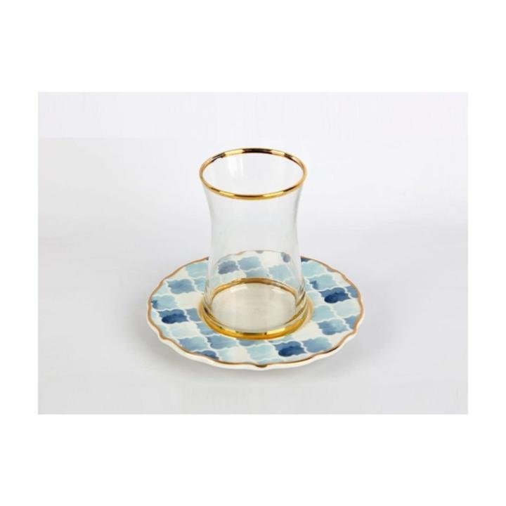Barok Art Mavi Mozaik 6'lı Çay Takımı Koleksiyon