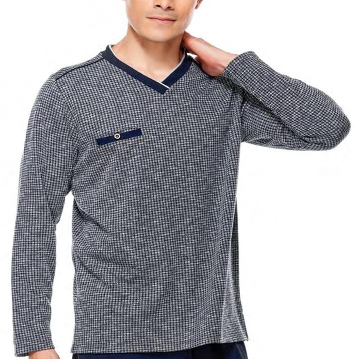 8568 Jakarlı V Yaka Erkek Pijama Takım