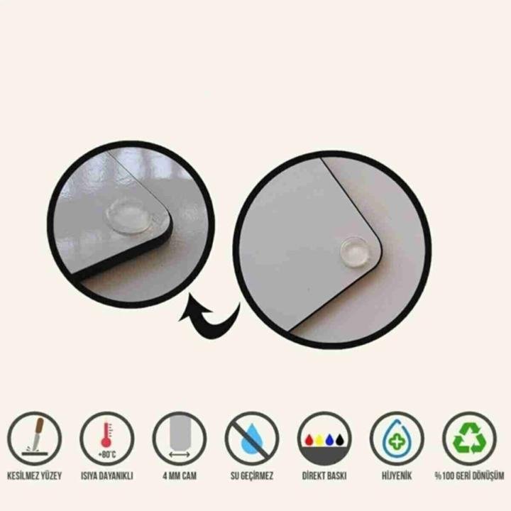 Çiçek Desenli Kırılmaz Cam 30x20cm Kesme Tahtası Enj311