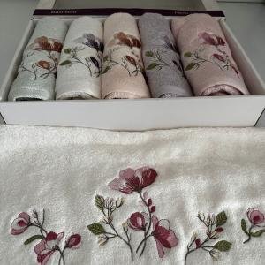 Idil 6'lı Havlu Seti Bambu Nakışlı 50x90