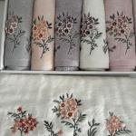 Lillis 6'lı Havlu Seti Bambu 3d Nakışlı 50x90