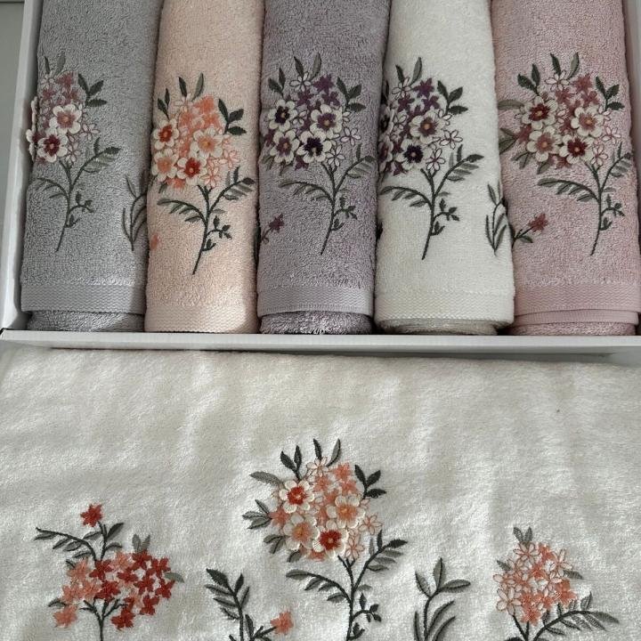 Lillis 6'lı Havlu Seti Bambu 3d Nakışlı 50x90