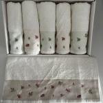 Gül - 6'lı Havlu Seti Bambu Nakışlı 50x90